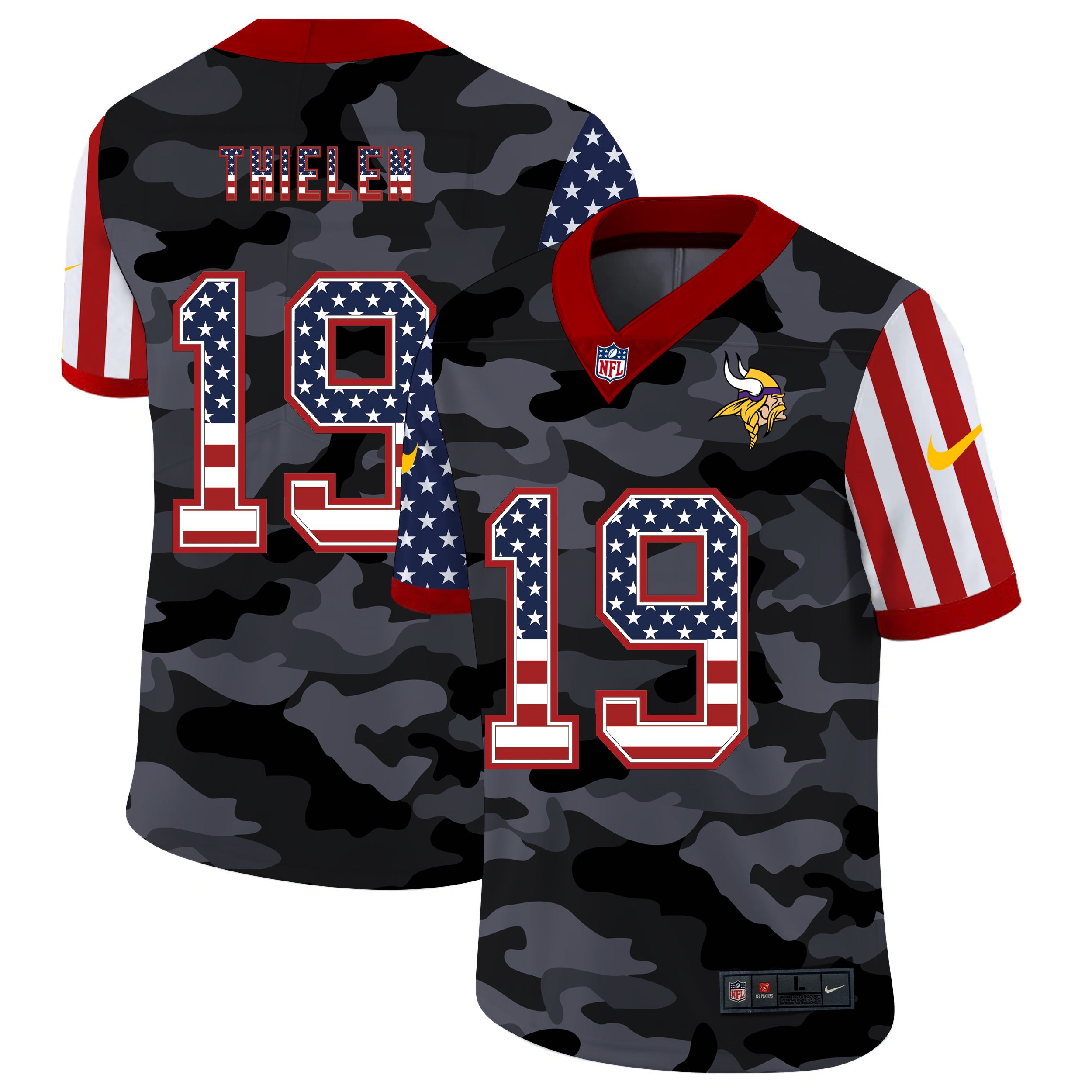 Men Minnesota Vikings #19 Thielen 2020 Nike USA Camo Salute to Service Limited NFL Jerseys